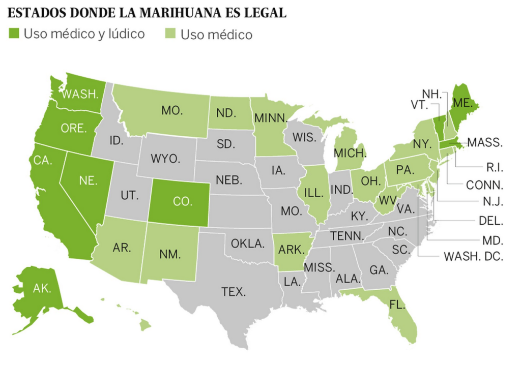 In the United States, cannabis is legal in at least 30 states of the country